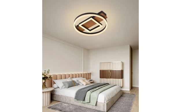 LED SEILING 46W 3450LM CCT BLACK/WOOD WITH REMOTE CONTROL