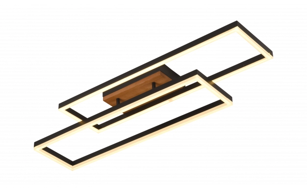 LED SEILING 86W 6450LM CCT BLACK/WOOD WITH REMOTE CONTROL