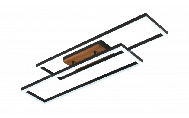 LED SEILING 86W 6450LM CCT BLACK/WOOD WITH REMOTE CONTROL