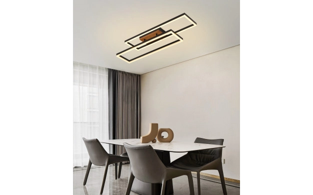 LED SEILING 86W 6450LM CCT BLACK/WOOD WITH REMOTE CONTROL