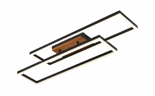 LED SEILING 86W 6450LM CCT BLACK/WOOD WITH REMOTE CONTROL