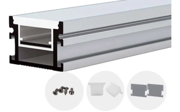ALUMINIUM PROFILE FOR LED STRIP SILVER BODY/WHITE REFLECTOR 2m