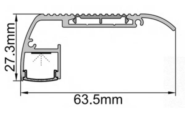 ALUMINIUM PROFILE FOR LED STRIP BLACK BODY/WHITE REFLECTOR 2m