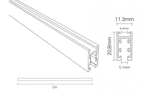 MAGNETIC TRACK SYSTEM FOR HANGING/SURFACE 2m M05-S