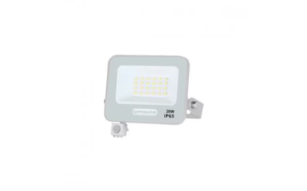 LED SMD FLOODLIGHT WHITE 20W 90lm/W AC180-265V 120° IP65 4000K + SENSOR – 15cm CABLE
