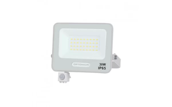 LED SMD FLOODLIGHT WHITE 30W 90lm/W AC180-265V 120° IP65 3000K + SENSOR – 15cm CABLE