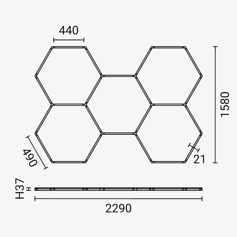 КОМПЛЕКТ 5 ХЕКСАНГОНОВ ОСВЕТИТЕЛ 192W 23040LM 6000K