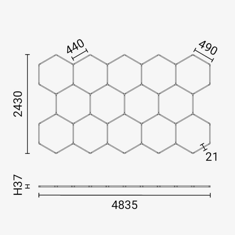 КОМПЛЕКТ 14 ХЕКСАНГОНОВ ОСВЕТИТЕЛ 456W 54720LM 6000K