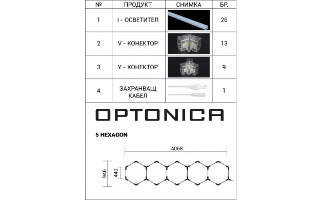 SET 5 HEXAGON LIGHT 199W 23880LM 6000K