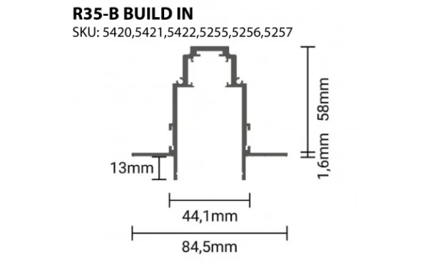MAGNETIC TRACK SYSTEM BUILT-IN 1m S35-B BLACK