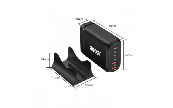 CHARGING HUBS 200W WITH EU PLUG USB 2xTYPE-A 4xTYPE-C